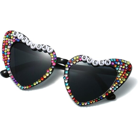 ?Women Black Heart Shaped Sunglasses Birthday Queen Glasses Heart Sunglasses main image 7